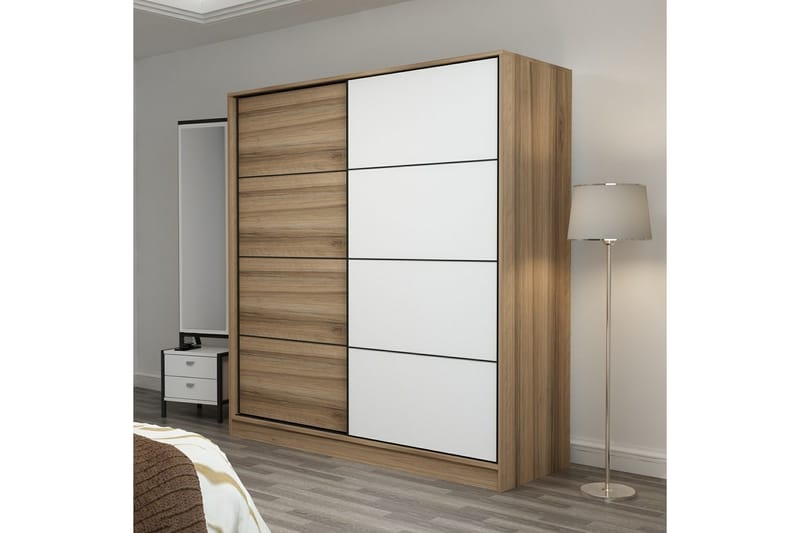 Garderobe Cambrian 180 cm - Brun/Hvit/Eik - Oppbevaring - Garderober & garderobesystem