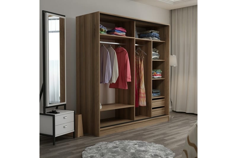 Garderobe Cambrian 180 cm - Brun/Svart - Oppbevaring - Garderober & garderobesystem