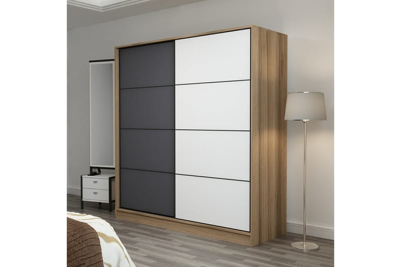 Garderobe Cambrian 180 cm - Ek/Grå/Hvit - Oppbevaring - Garderober & garderobesystem