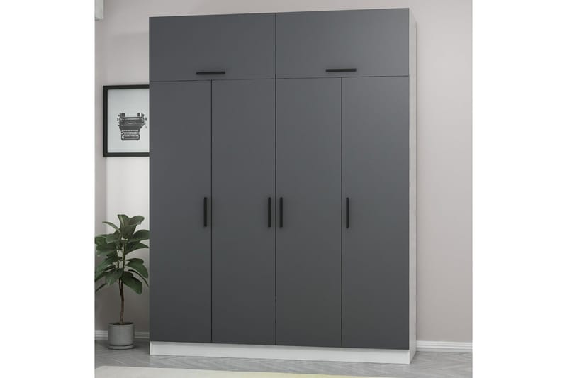 Garderobe Cambrian 180 cm - Grå/Hvit - Oppbevaring - Garderober & garderobesystem