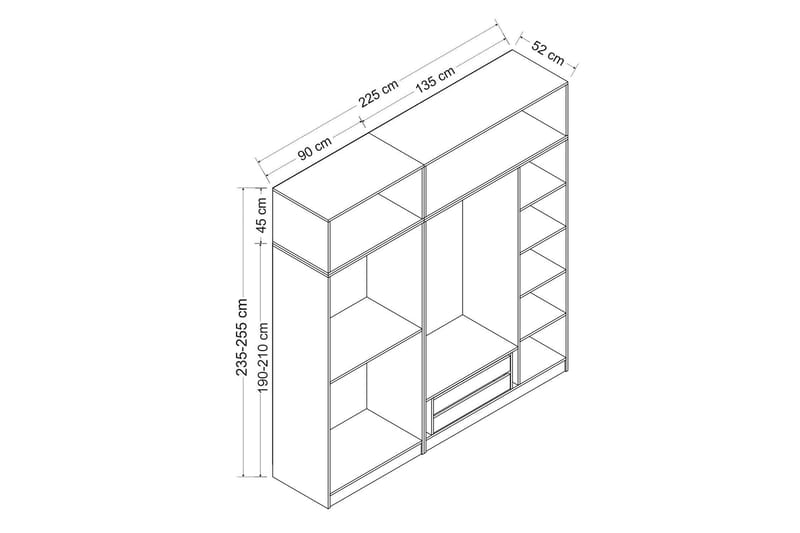 Garderobe Cambrian 180 cm - Hvit - Oppbevaring - Garderober & garderobesystem