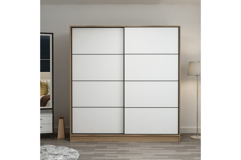 Garderobe Cambrian 180 cm - Hvit/eik - Oppbevaring - Garderober & garderobesystem