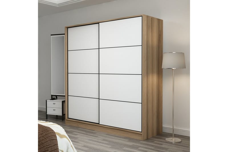 Garderobe Cambrian 180 cm - Hvit/eik - Oppbevaring - Garderober & garderobesystem