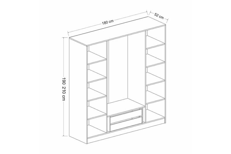 Garderobe Cambrian 180 cm - Valnøtt - Oppbevaring - Garderober & garderobesystem