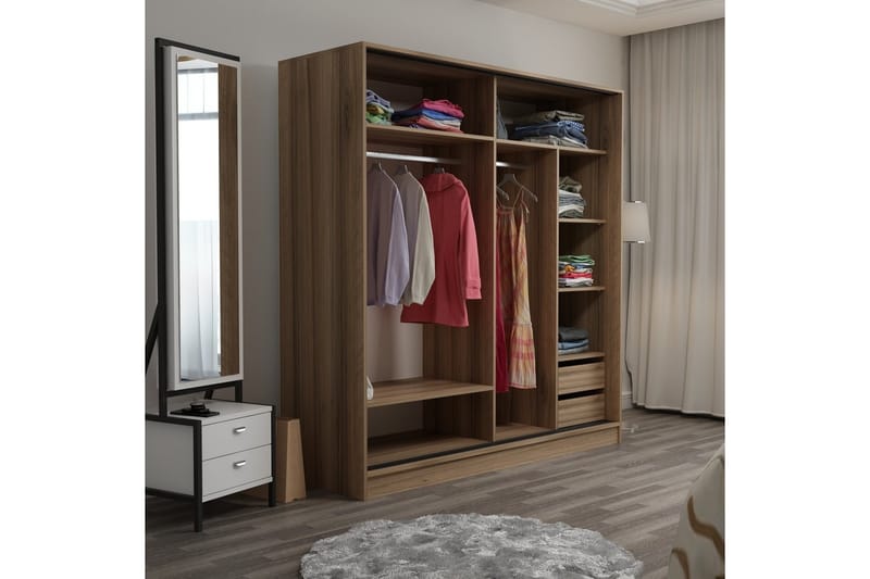 Garderobe Cambrian 220 cm - Brun/Svart - Oppbevaring - Garderober & garderobesystem