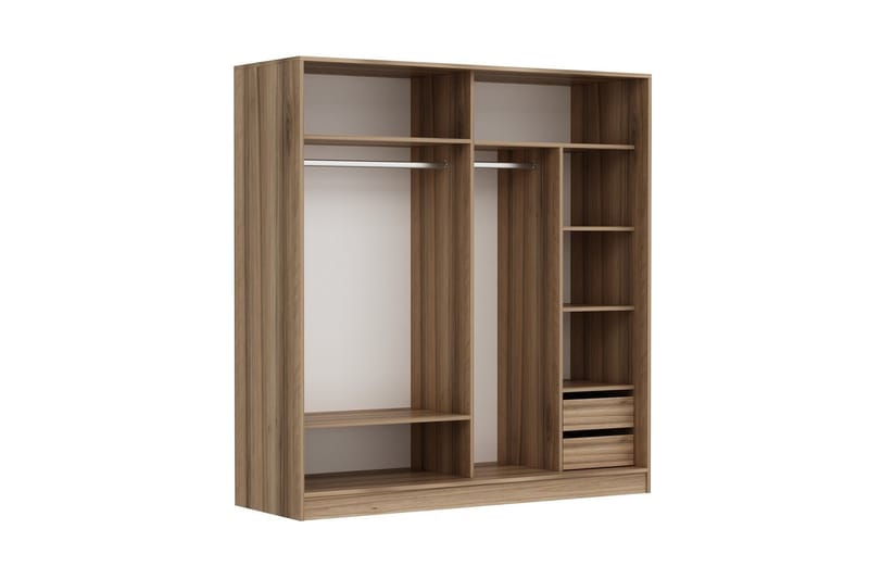 Garderobe Cambrian 220 cm - Hvit / Brun / Eik - Oppbevaring - Garderober & garderobesystem