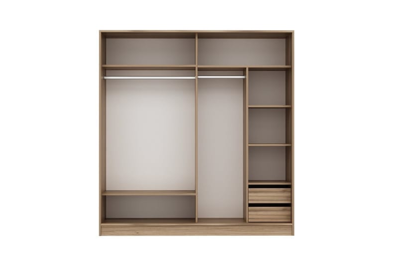 Garderobe Cambrian 220 cm - Hvit / Brun / Eik - Oppbevaring - Garderober & garderobesystem