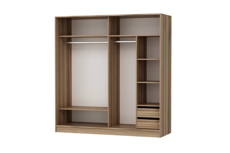 Garderobe Cambrian 220 cm - Hvit / Brun / Eik - Oppbevaring - Garderober & garderobesystem