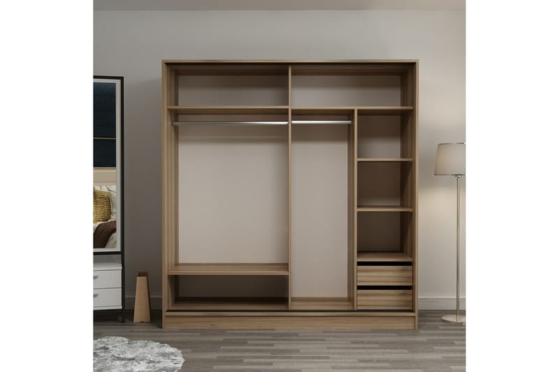 Garderobe Cambrian 220 cm - Hvit/eik - Oppbevaring - Garderober & garderobesystem