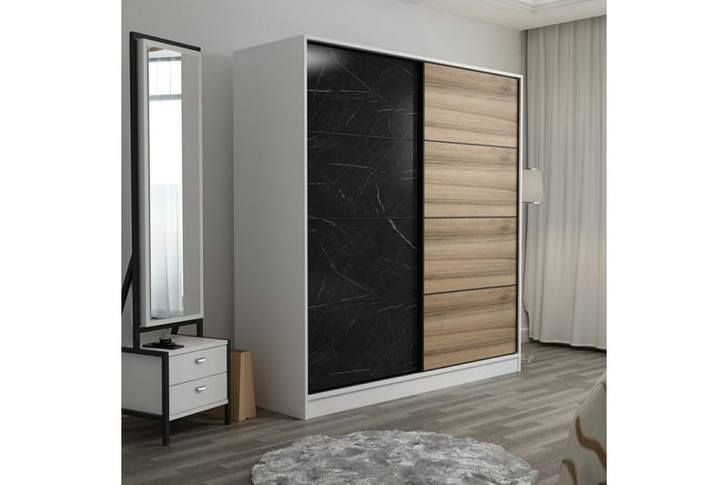 Garderobe Cambrian 220 cm - Svart/Brun - Oppbevaring - Garderober & garderobesystem