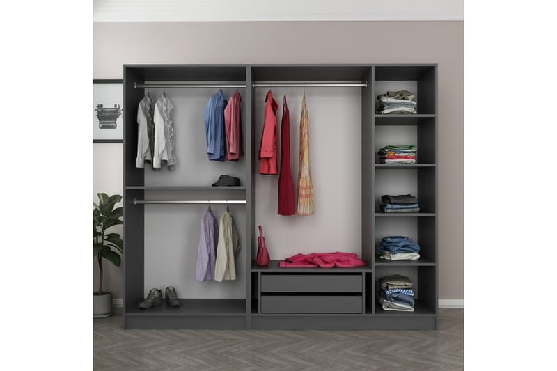 Garderobe Cambrian 225 cm - Antrasitt - Oppbevaring - Garderober & garderobesystem