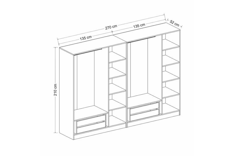 Garderobe Cambrian 225 cm - Antrasitt - Oppbevaring - Garderober & garderobesystem