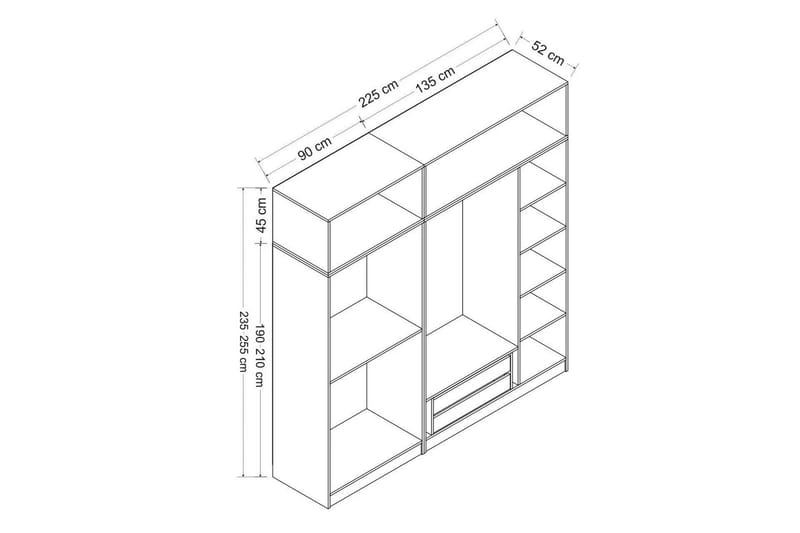 Garderobe Cambrian 225 cm - Antrasitt - Oppbevaring - Garderober & garderobesystem