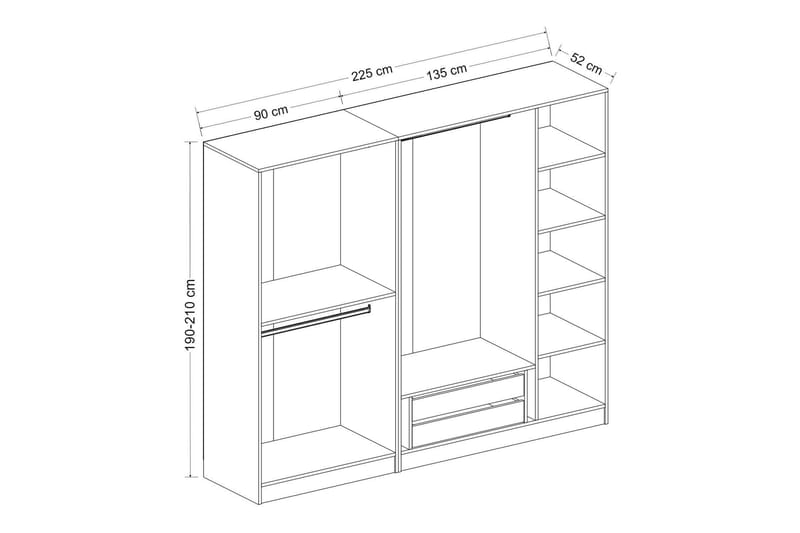 Garderobe Cambrian 225 cm - Brun - Oppbevaring - Garderober & garderobesystem