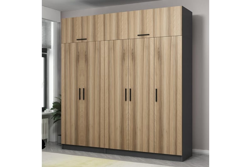 Garderobe Cambrian 225 cm - Brun/Grå - Oppbevaring - Garderober & garderobesystem