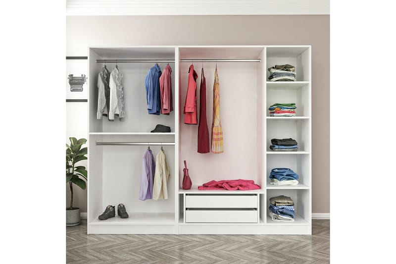 Garderobe Cambrian 225 cm - Brun/Hvit - Oppbevaring - Garderober & garderobesystem