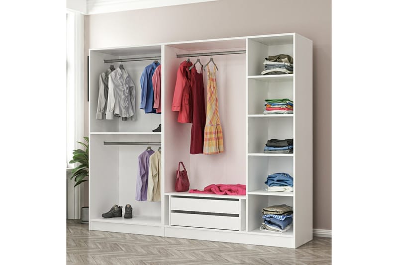 Garderobe Cambrian 225 cm - Brun/Hvit - Oppbevaring - Garderober & garderobesystem