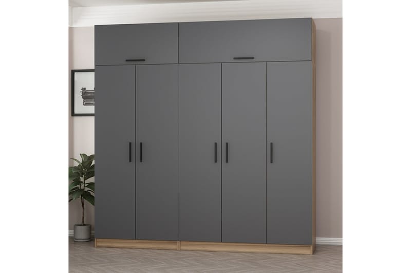 Garderobe Cambrian 225 cm - Grå/Brun - Oppbevaring - Garderober & garderobesystem