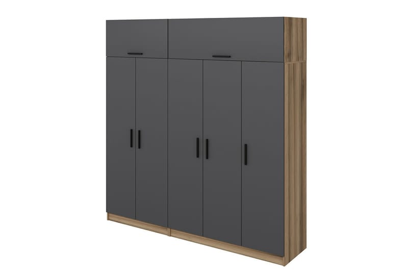 Garderobe Cambrian 225 cm - Grå/Brun - Oppbevaring - Garderober & garderobesystem