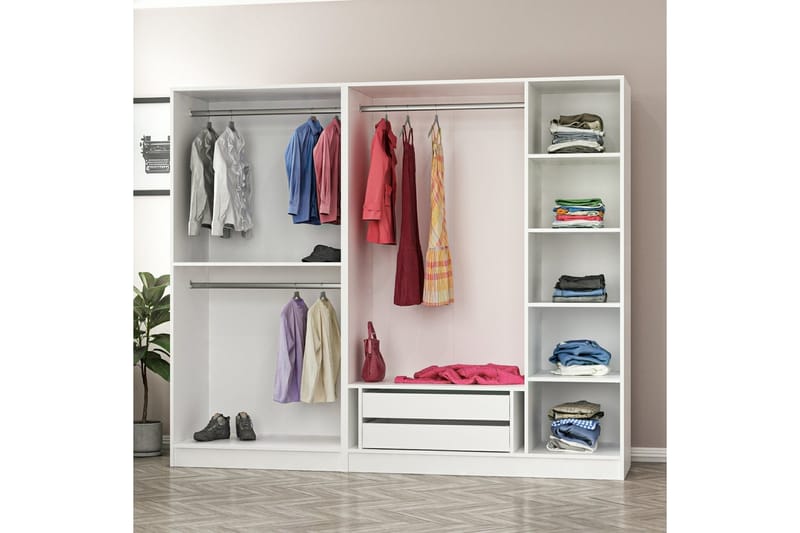 Garderobe Cambrian 225 cm - Grå/Hvit - Oppbevaring - Garderober & garderobesystem