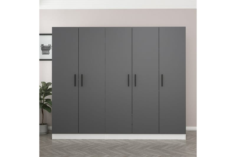 Garderobe Cambrian 225 cm - Grå/Hvit - Oppbevaring - Garderober & garderobesystem