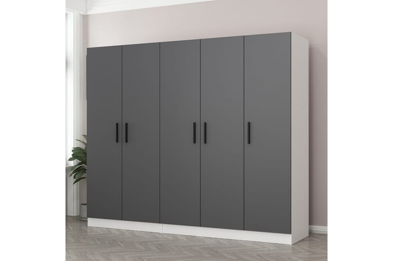 Garderobe Cambrian 225 cm - Grå/Hvit - Oppbevaring - Garderober & garderobesystem