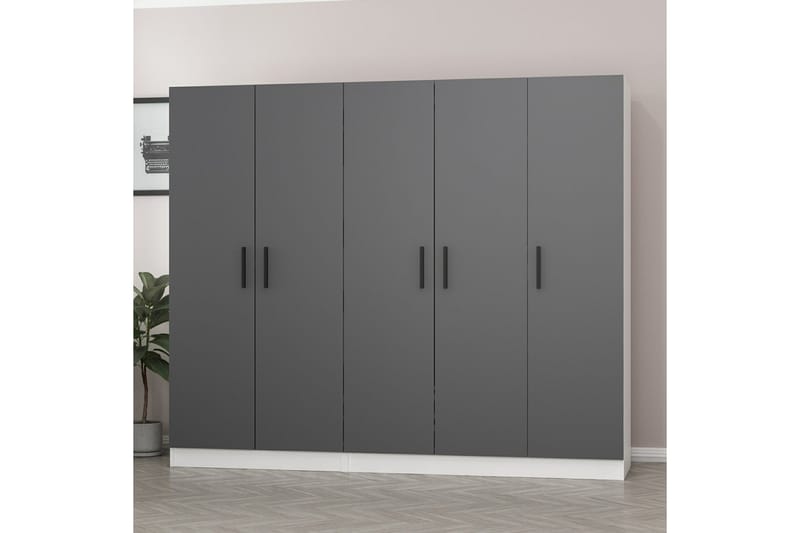 Garderobe Cambrian 225 cm - Grå/Hvit - Oppbevaring - Garderober & garderobesystem