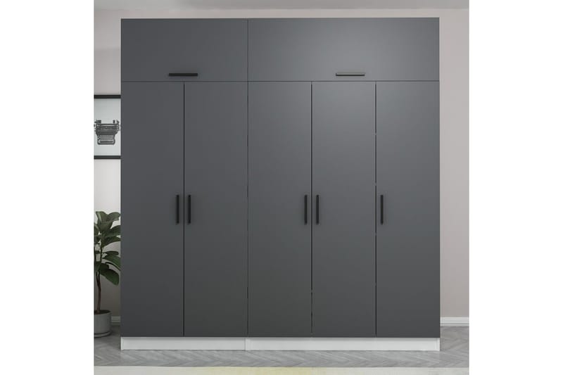 Garderobe Cambrian 225 cm - Grå/Hvit - Oppbevaring - Garderober & garderobesystem