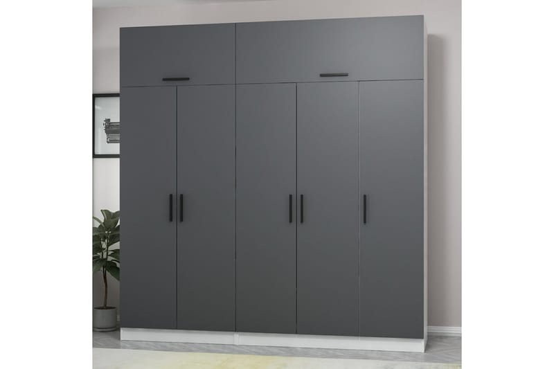 Garderobe Cambrian 225 cm - Grå/Hvit - Oppbevaring - Garderober & garderobesystem