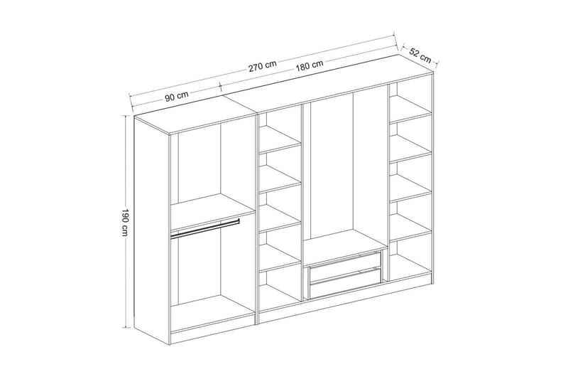 Garderobe Cambrian 225 cm - Hvit - Oppbevaring - Garderober & garderobesystem