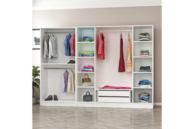 Garderobe Cambrian 225 cm - Hvit - Oppbevaring - Garderober & garderobesystem