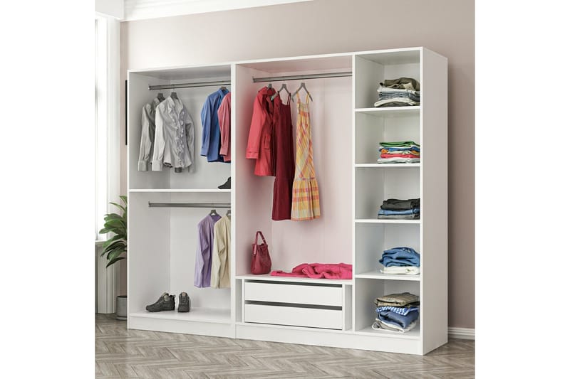 Garderobe Cambrian 225 cm - Hvit - Oppbevaring - Garderober & garderobesystem