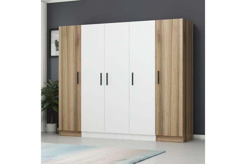 Garderobe Cambrian 225 cm - Hvit/Brun - Oppbevaring - Garderober & garderobesystem