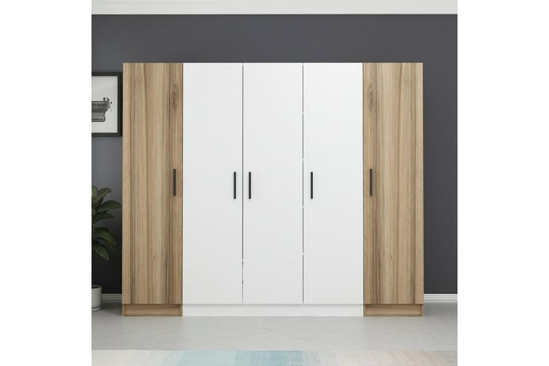 Garderobe Cambrian 225 cm - Hvit/Brun - Oppbevaring - Garderober & garderobesystem