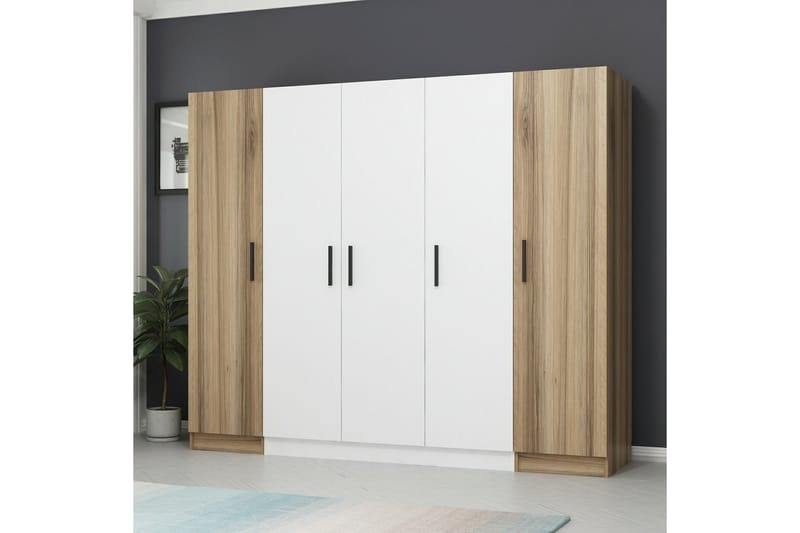 Garderobe Cambrian 225 cm - Hvit/Brun - Oppbevaring - Garderober & garderobesystem