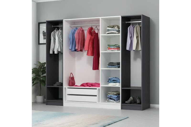 Garderobe Cambrian 225 cm - Hvit/Grå - Oppbevaring - Garderober & garderobesystem