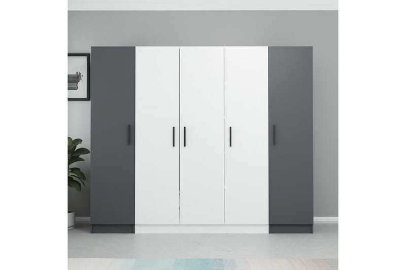 Garderobe Cambrian 225 cm - Hvit/Grå - Oppbevaring - Garderober & garderobesystem