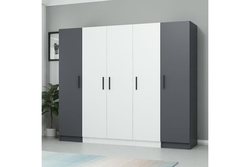 Garderobe Cambrian 225 cm - Hvit/Grå - Oppbevaring - Garderober & garderobesystem