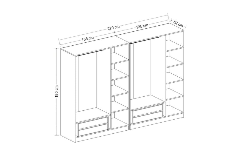 Garderobe Cambrian 270 cm - Antrasitt - Oppbevaring - Garderober & garderobesystem