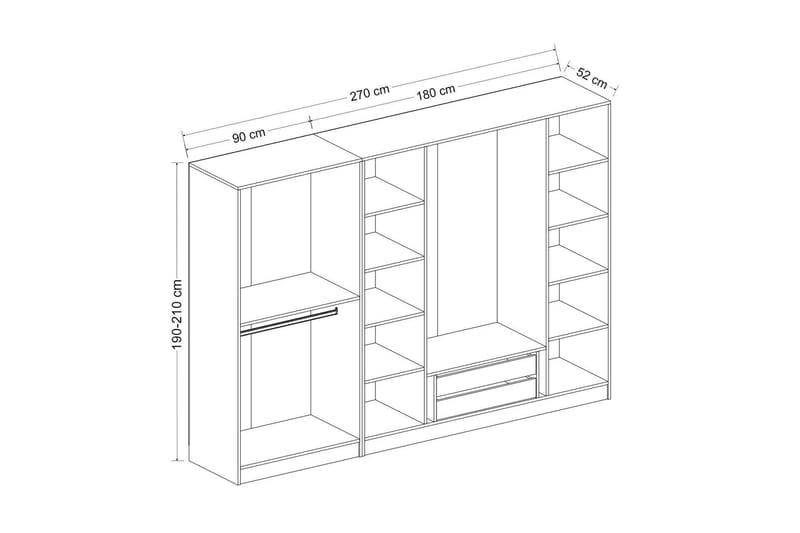 Garderobe Cambrian 270 cm - Antrasitt - Oppbevaring - Garderober & garderobesystem