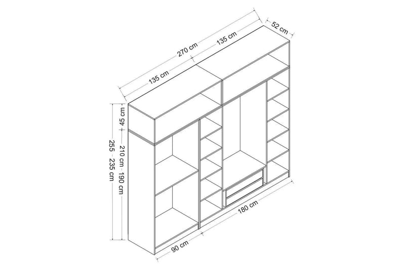 Garderobe Cambrian 270 cm - Antrasitt - Oppbevaring - Garderober & garderobesystem