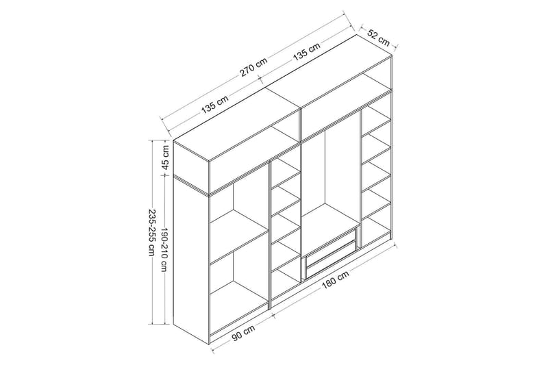 Garderobe Cambrian 270 cm - Brun - Oppbevaring - Garderober & garderobesystem