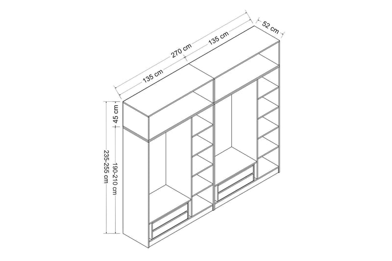 Garderobe Cambrian 270 cm - Brun - Oppbevaring - Garderober & garderobesystem