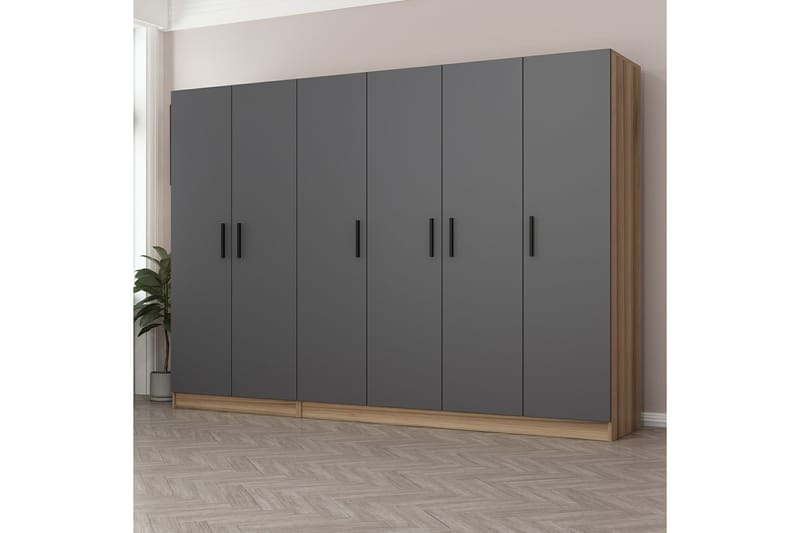 Garderobe Cambrian 270 cm - Grå/Brun - Oppbevaring - Garderober & garderobesystem