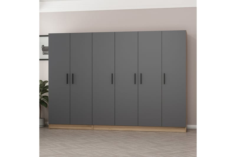 Garderobe Cambrian 270 cm - Grå/Brun - Oppbevaring - Garderober & garderobesystem