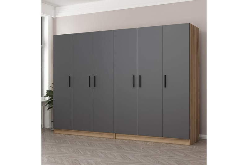 Garderobe Cambrian 270 cm - Grå/Brun - Oppbevaring - Garderober & garderobesystem