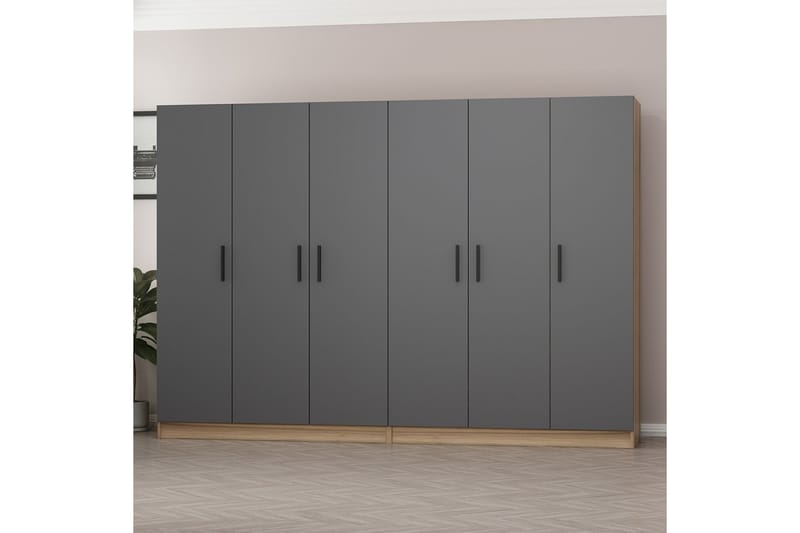 Garderobe Cambrian 270 cm - Grå/Brun - Oppbevaring - Garderober & garderobesystem