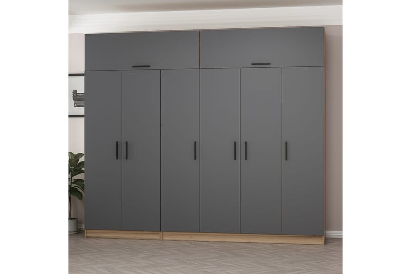 Garderobe Cambrian 270 cm - Grå/Brun - Oppbevaring - Garderober & garderobesystem