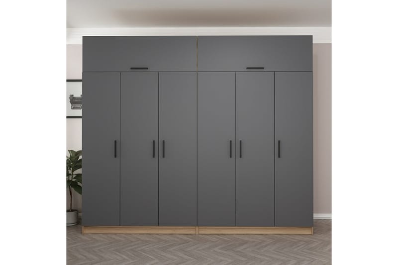 Garderobe Cambrian 270 cm - Grå/Brun - Oppbevaring - Garderober & garderobesystem