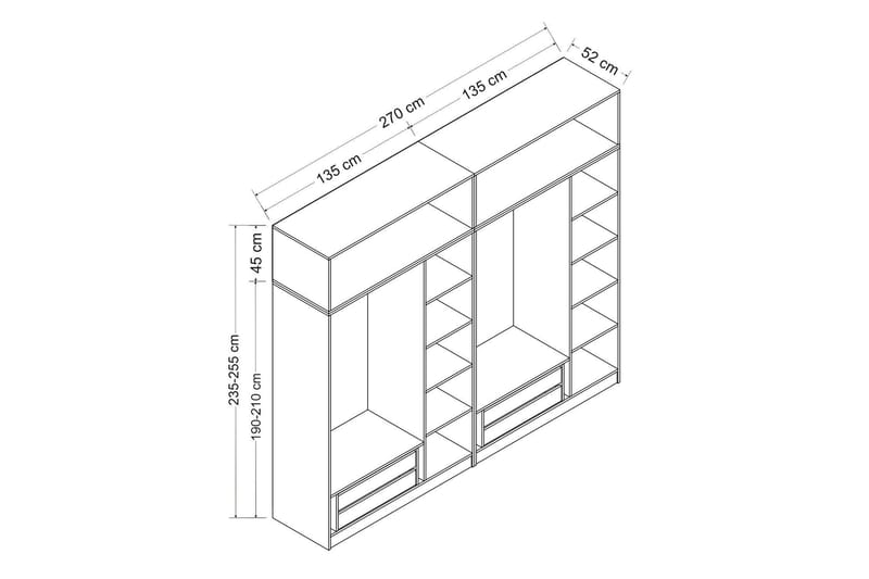 Garderobe Cambrian 270 cm - Hvit - Oppbevaring - Garderober & garderobesystem